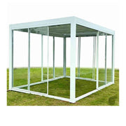 Glass pergola with sliding doors, 3x3m, by The Outdoor Furniture Market, featuring a sleek, modern outdoor gazebo design.