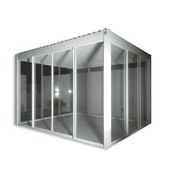 Clear glass pergola with sliding doors by The Outdoor Furniture Market, measuring 3x4 meters, perfect for outdoor shade and style.