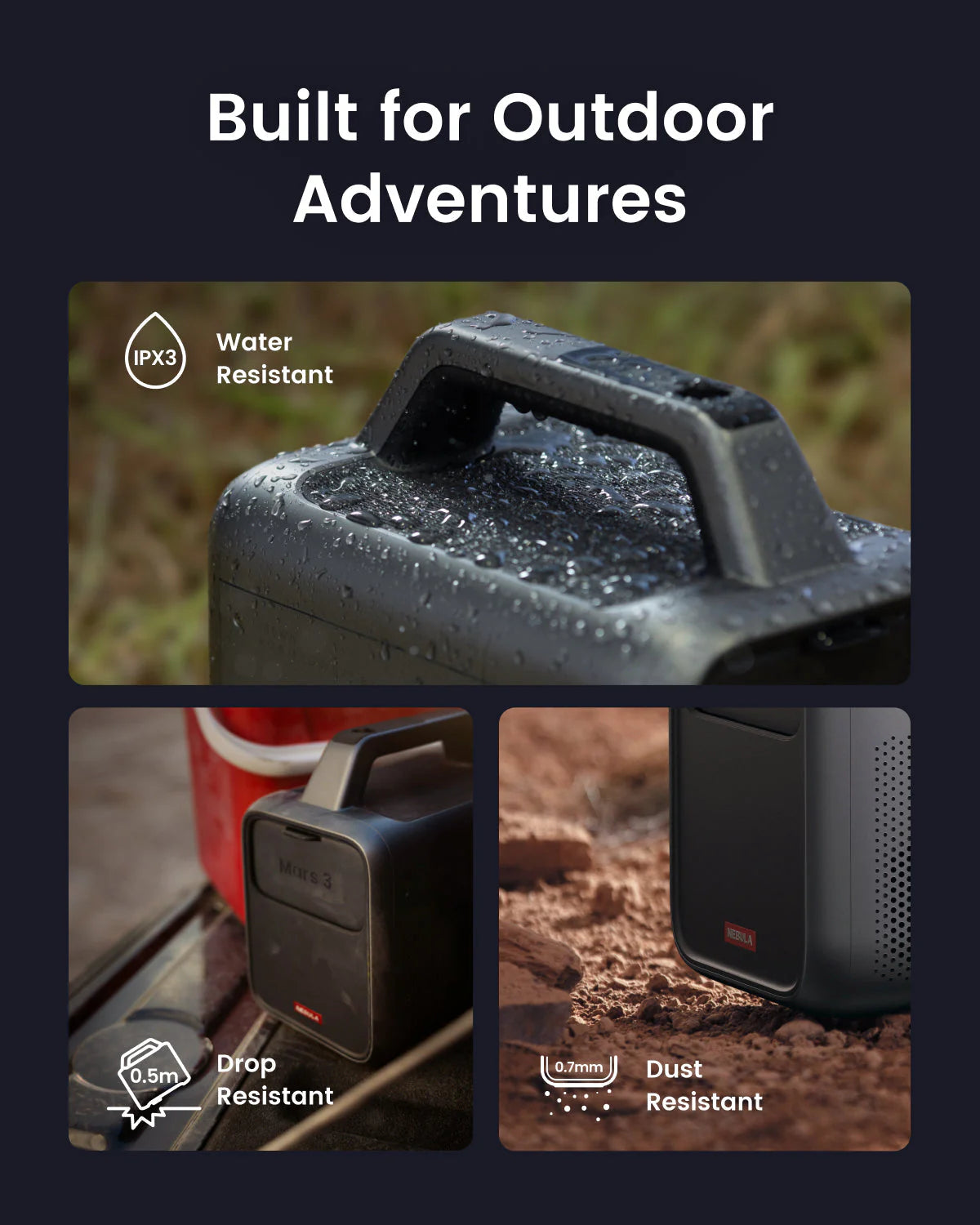 Mars 3 Outdoor Projector — 1000 ANSI Lumens | 1080p | 5-Hour Battery - The Outdoor Furniture Market 