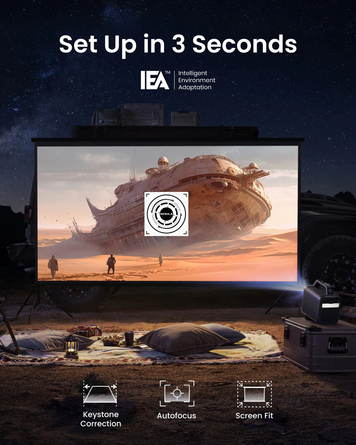 Mars 3 Outdoor Projector — 1000 ANSI Lumens | 1080p | 5-Hour Battery - The Outdoor Furniture Market 