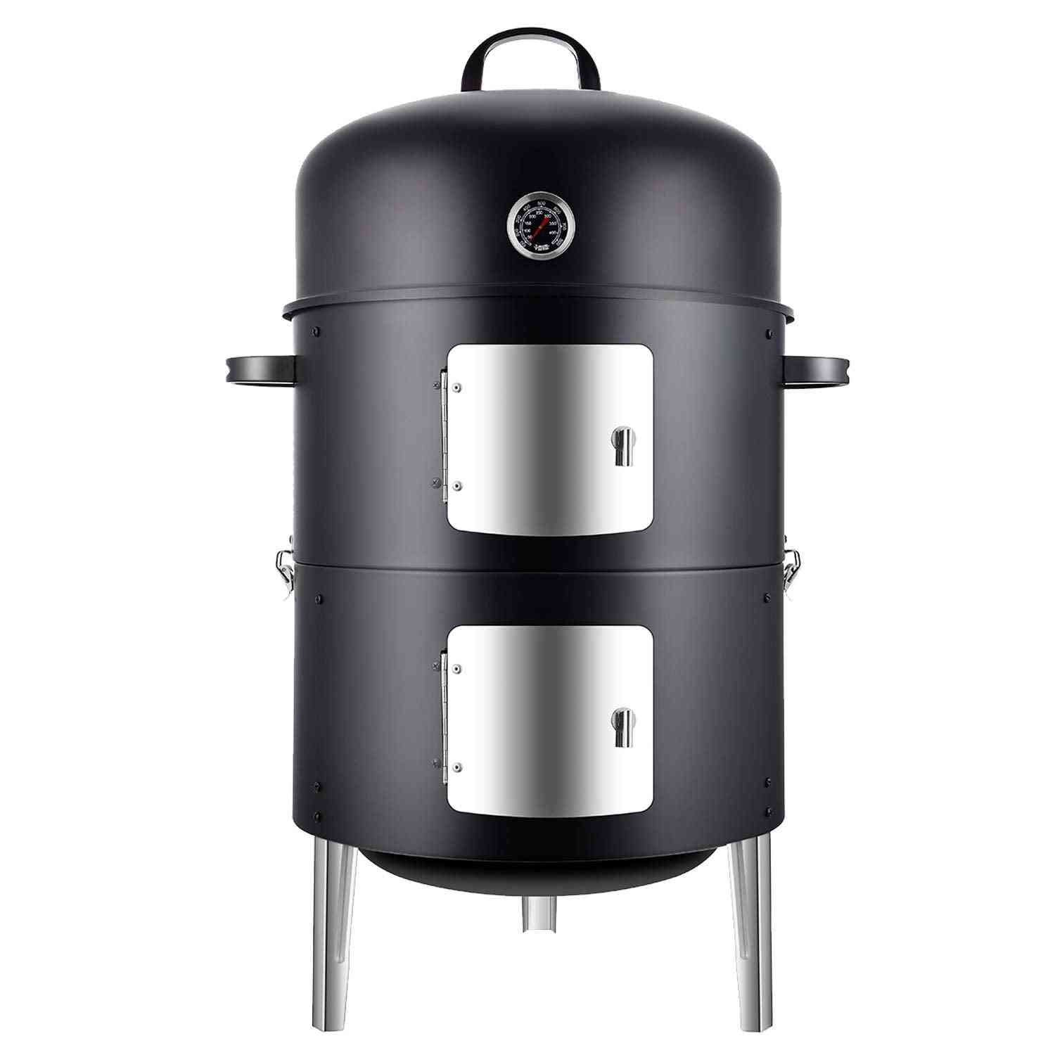 Realcook vertical charcoal smoker with multiple layers, spacious 636 sq.in outdoor grill and smoker for BBQ cooking.
