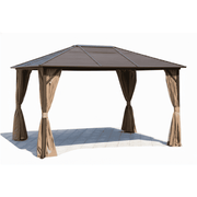 Rectangular aluminum gazebo with roof shape, 3x4m size, suitable for outdoor patio or garden seating areas.