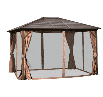 Rectangular aluminum gazebo with roof, measuring 3x4 meters, suitable for outdoor patio or garden, by The Outdoor Furniture Market.