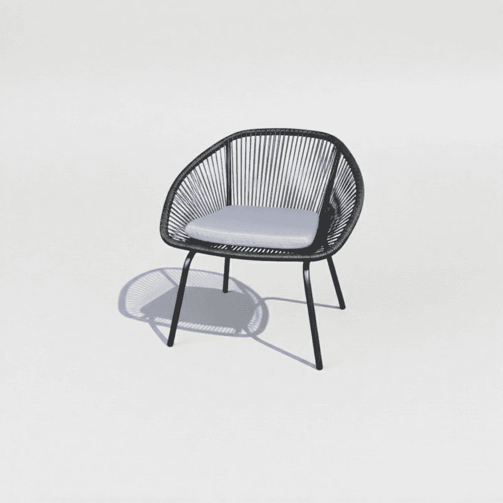 Rope balcony chair and table set by , featuring a modern design and durable outdoor materials.