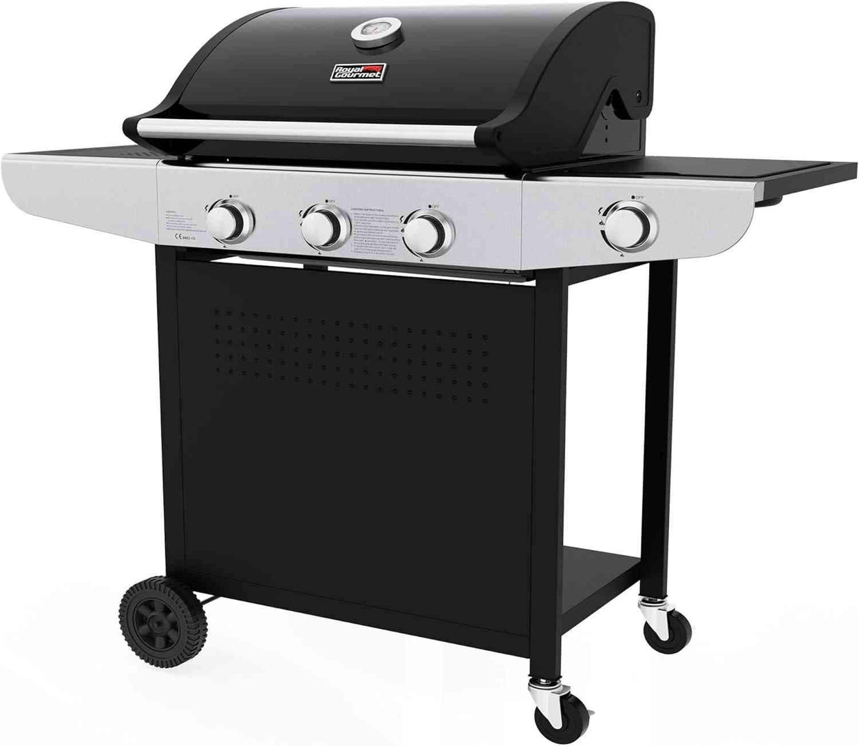 Royal Gourmet 3-Burner Gas BBQ Grill with Side Burner - Cast Iron Grates