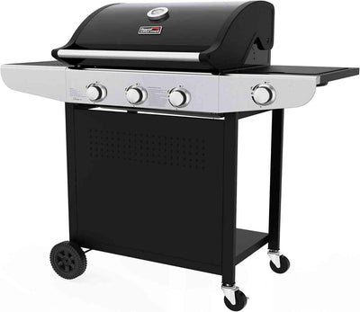 Royal Gourmet 3-Burner Gas BBQ Grill with Side Burner - Cast Iron Grates