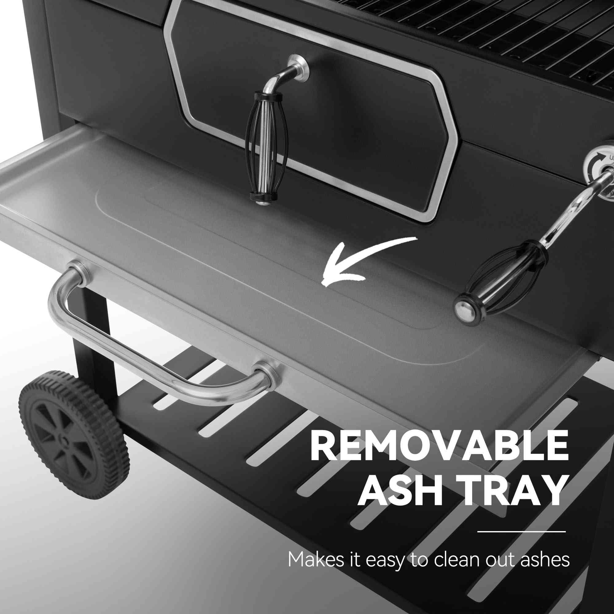 Royal Gourmet outdoor charcoal grill with 719 sq.in cooking area, adjustable pan, and collapsible tables for outdoor grilling.