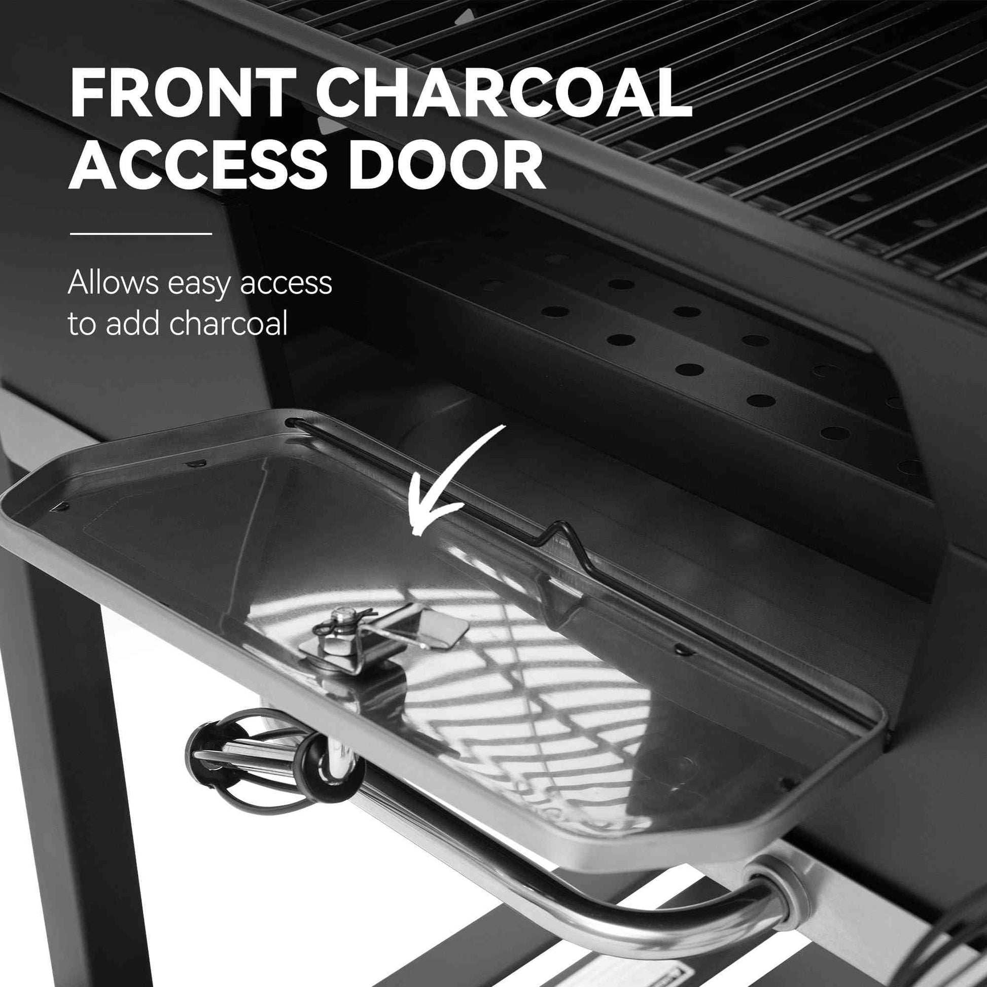 Royal Gourmet outdoor charcoal grill with 719 sq.in cooking area, adjustable pan, and collapsible tables for outdoor grilling.