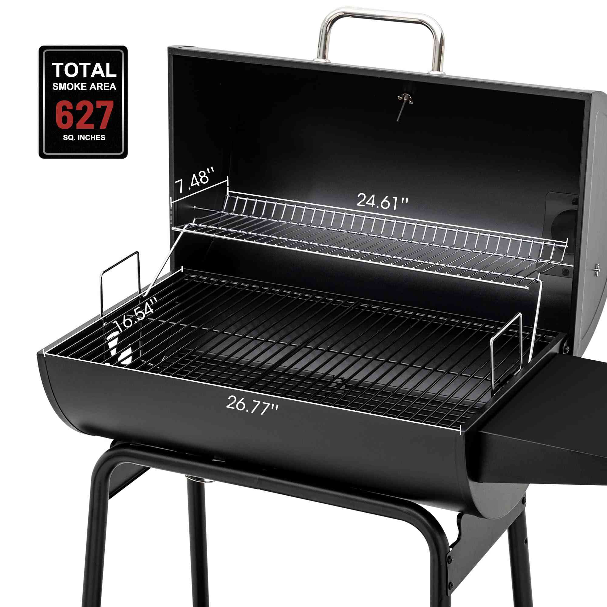 Royal Gourmet CC1830 30-inch barrel charcoal grill with 627 sq.in. cooking space, outdoor grill for barbecues and grilling activities.