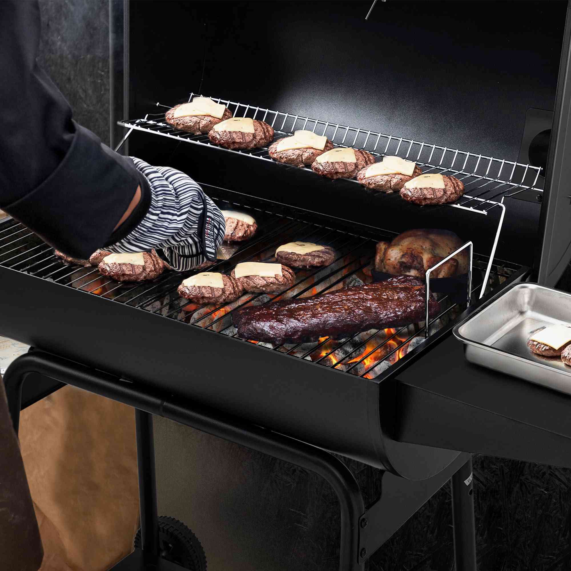 Royal Gourmet CC1830 30-inch barrel charcoal grill with 627 sq.in cooking space, outdoor grill with black metal finish