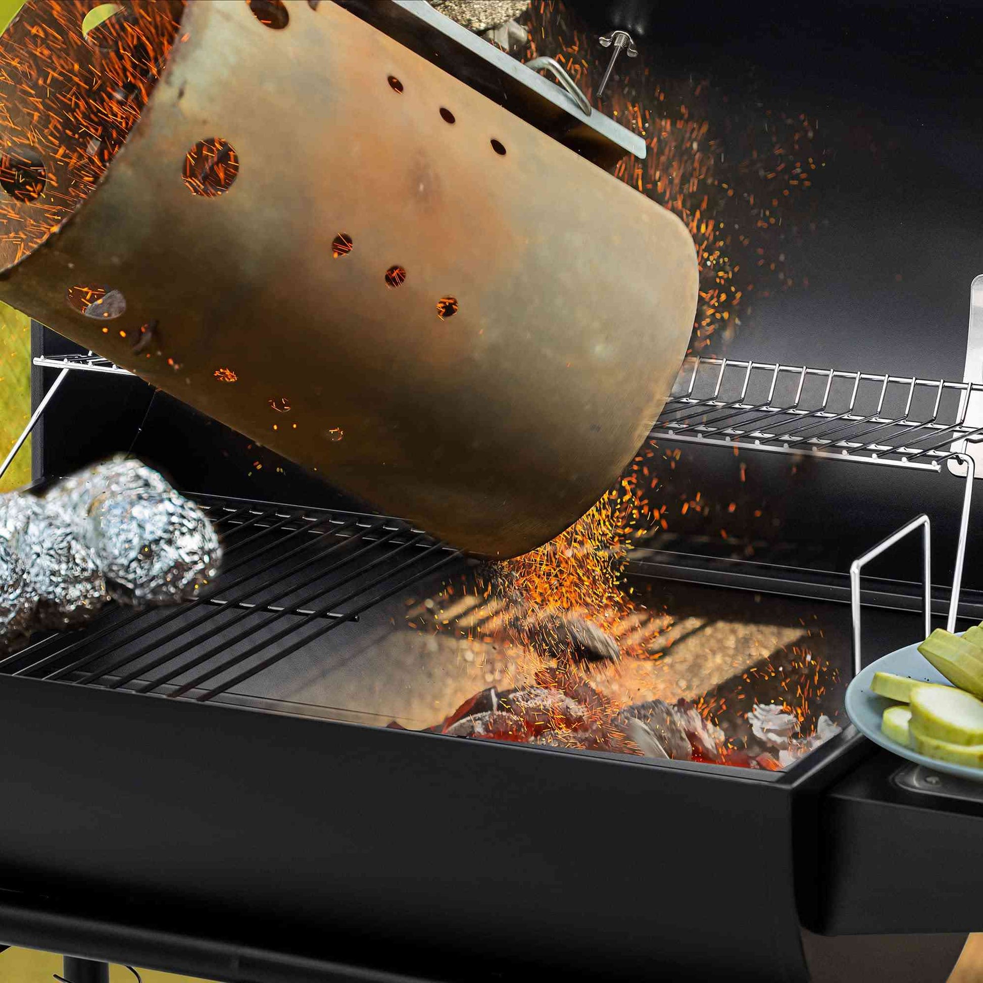 Royal Gourmet CC1830 30-inch barrel charcoal grill with 627 sq.in cooking space, outdoor grill for barbecues and grilling.