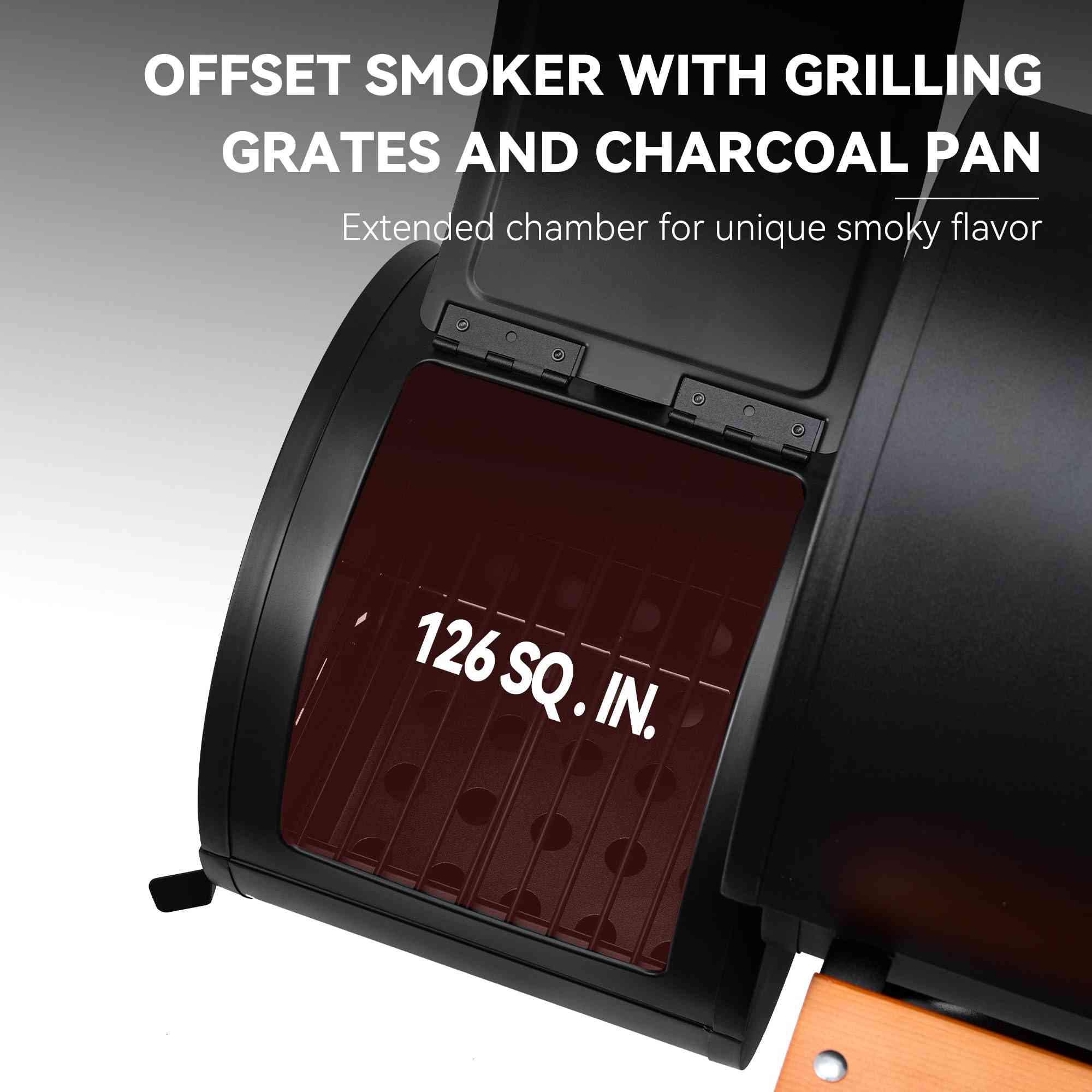 Royal Gourmet CC1830W 30-inch charcoal grill with offset smoker and 811 sq.in cooking area, outdoor grill with metal lid and vents.