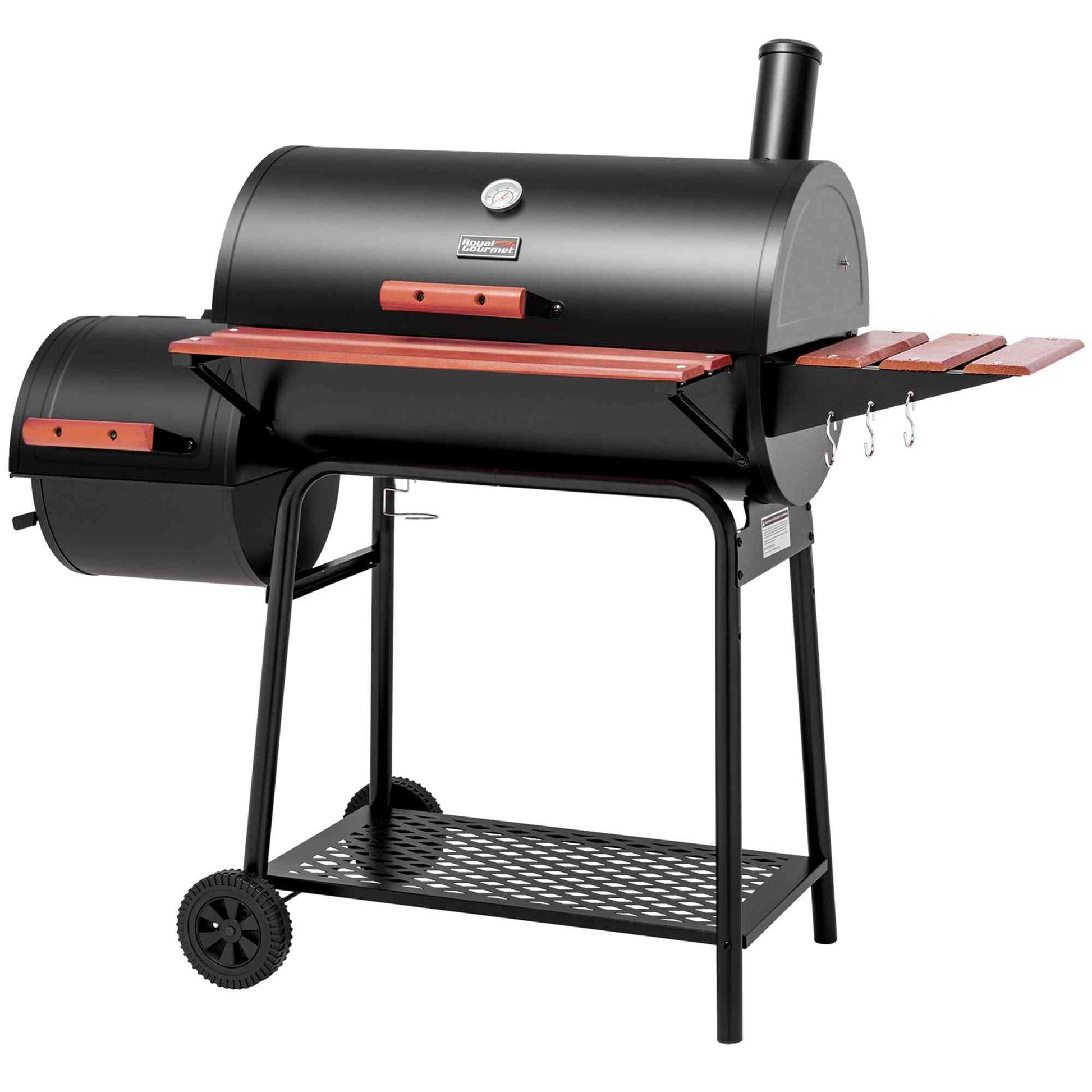 Royal Gourmet CC1830W 30-inch charcoal grill with offset smoker, large cooking area, and stainless steel construction.