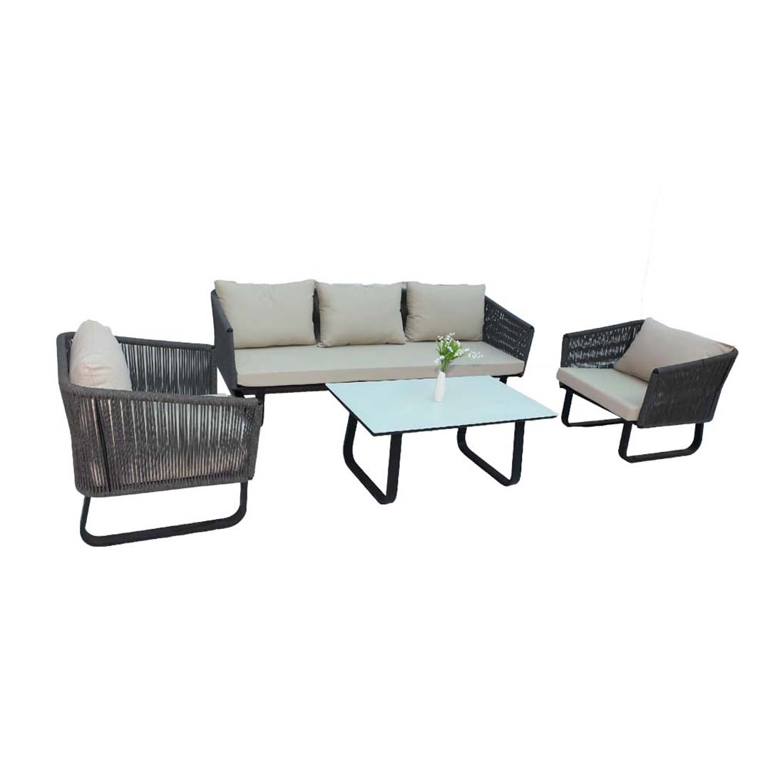 Stylish Aluminum Frame 5-Seater Outdoor Lounge Sofa Set with Table for Garden and Balcony