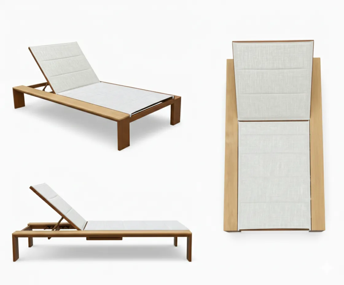 Sun loungers - Aluminum Frame with Cushioned Padding, 200x80cm - The Outdoor Furniture Market 