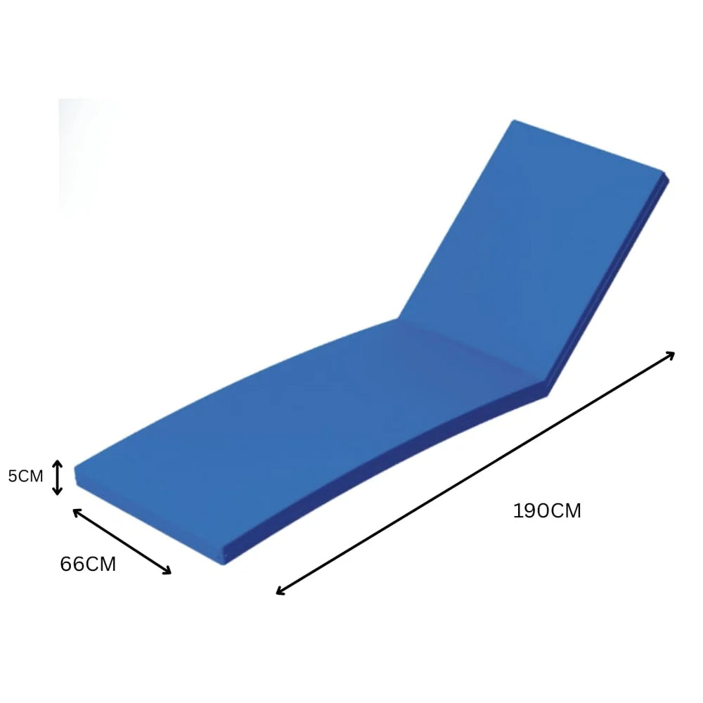 Outdoor Sunbed | Adjustable Backrest | Waterproof Blue Cushion | UV-Resistant Frame