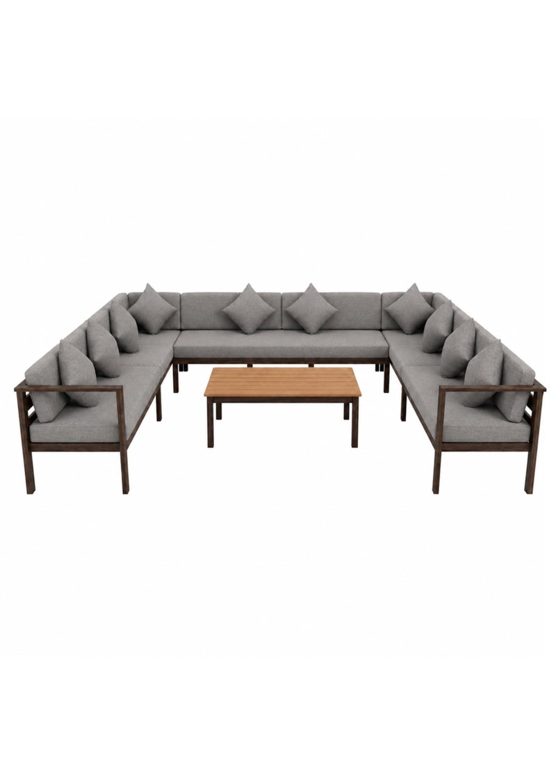 U-Shape 12-Seater Outdoor Garden Sofa Set | Aluminium Frame & Weather-Resistant Fabric