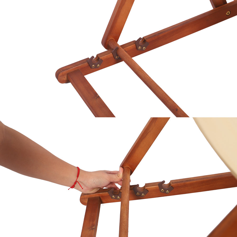 Solid Wood Sling Lounger Chair | Breathable Sling Seat | Outdoor