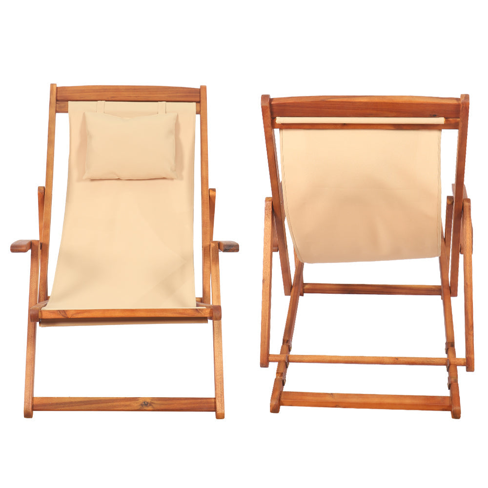 Solid Wood Sling Lounger Chair | Breathable Sling Seat | Outdoor