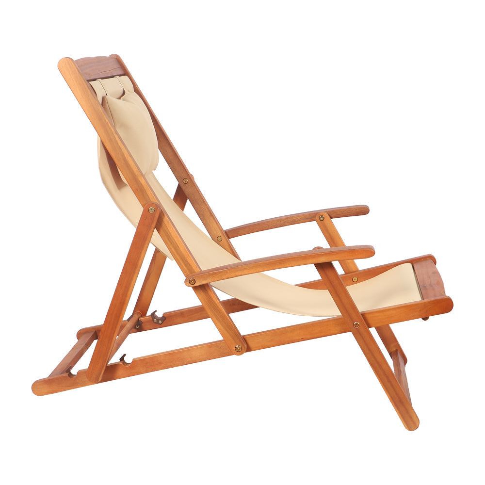 Solid Wood Sling Lounger Chair | Breathable Sling Seat | Outdoor