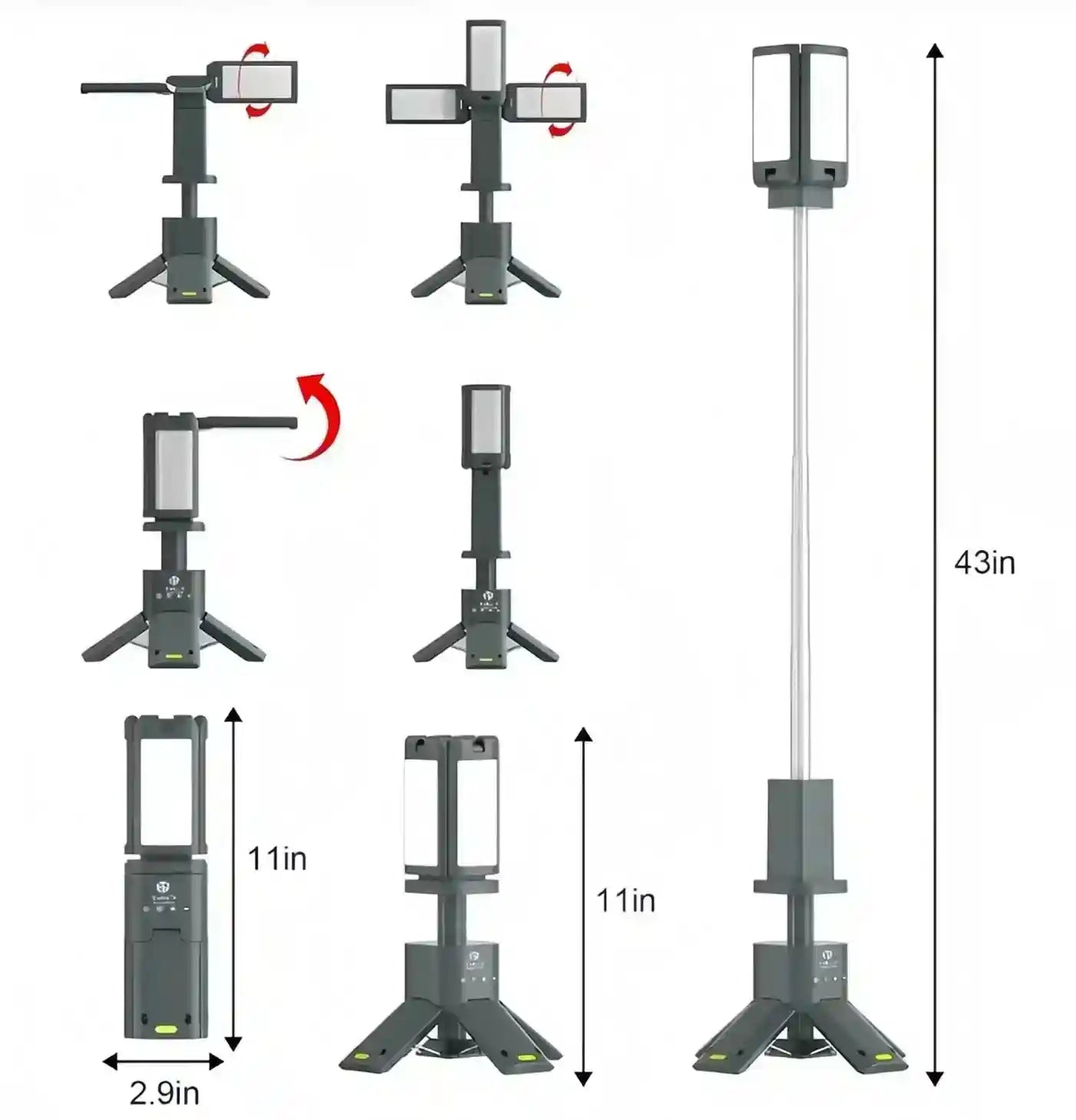 telescopic LED camping light with 1500 lumens, USB rechargeable, magnetic base, and waterproof design for outdoor use.