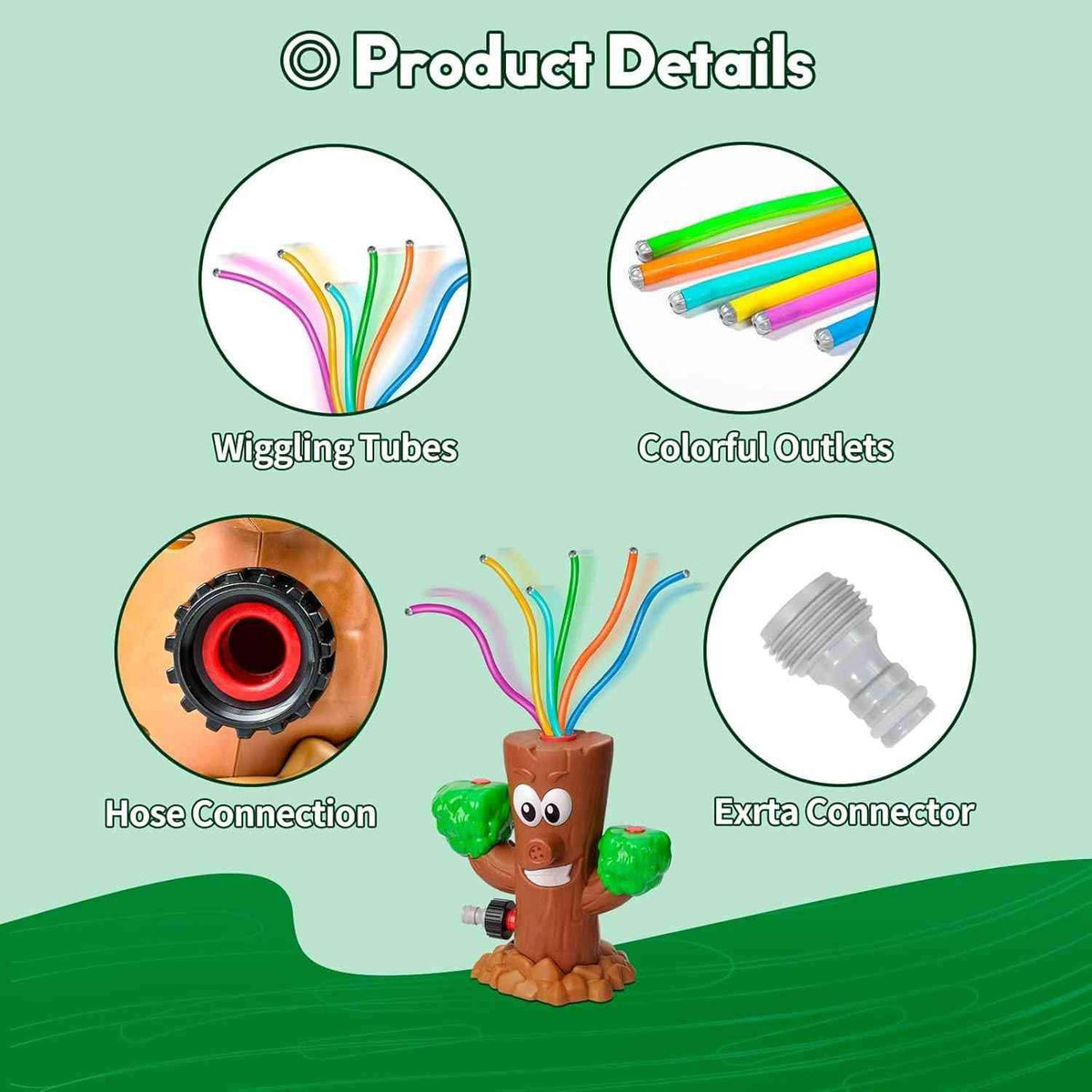 KASTWAVE Water Sprinkler for Kids, Summer Outside Toys Backyard Games with 6 Wiggle Tubes, Summer Sprinkler Toy for Lawn Backyard Outside Water Game for 3 4 5 6 7 8 Year Old Boys Girls Gift
