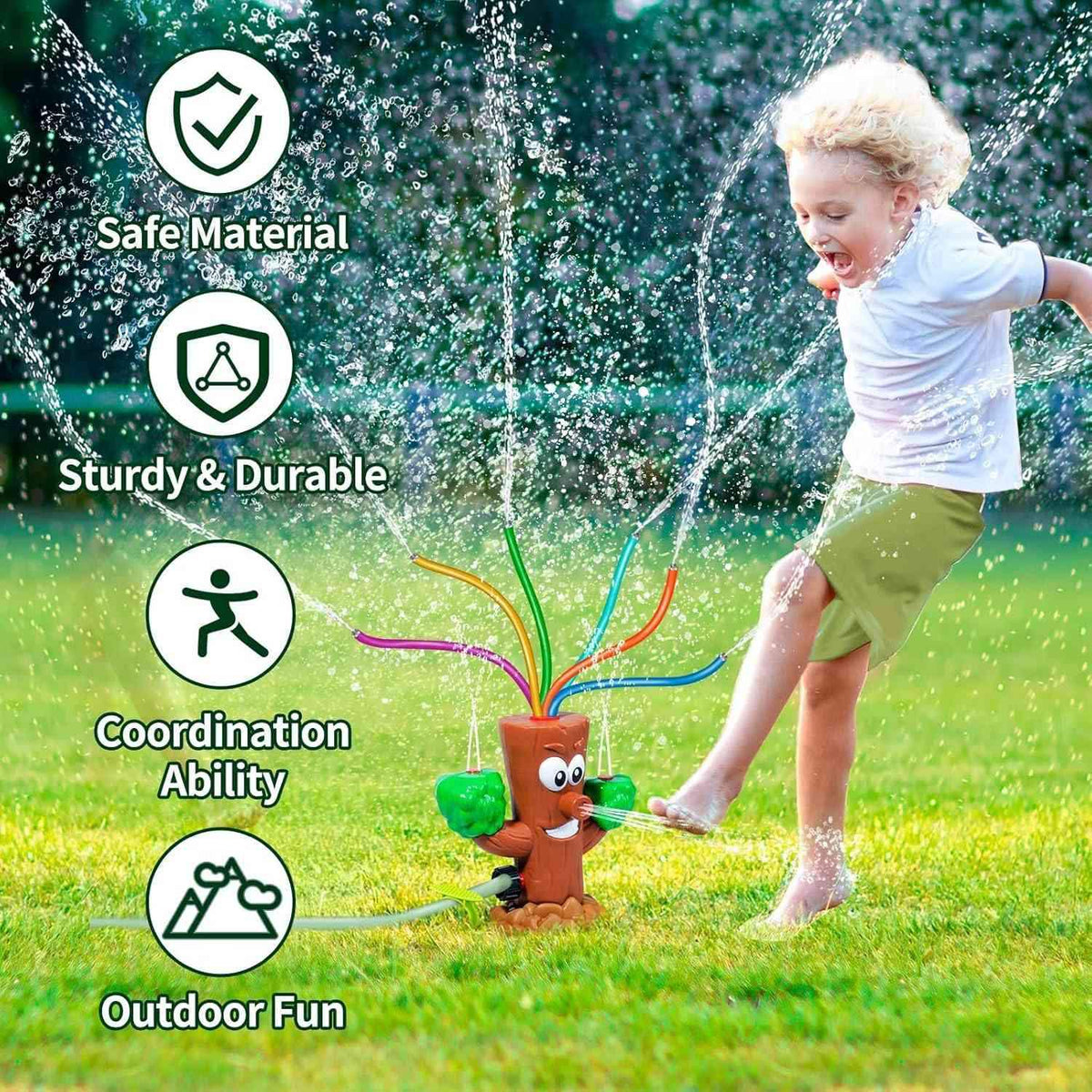 KASTWAVE Water Sprinkler for Kids, Summer Outside Toys Backyard Games with 6 Wiggle Tubes, Summer Sprinkler Toy for Lawn Backyard Outside Water Game for 3 4 5 6 7 8 Year Old Boys Girls Gift