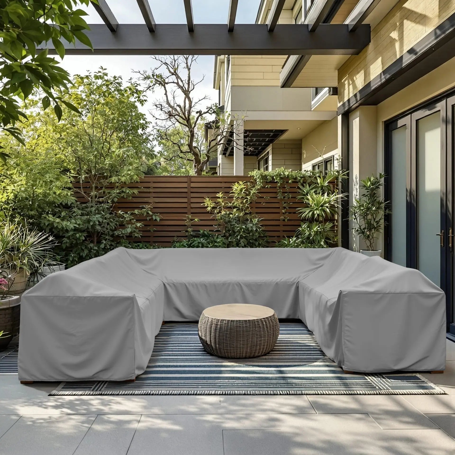 UV-resistant waterproof outdoor furniture cover for sectional sofa, measuring 3.5m x 3.5m, by The Outdoor Furniture Market.