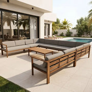 U Shape 12 Seater Outdoor Garden Sofa Set – Aluminum Frame, Weather-Resistant Fabric