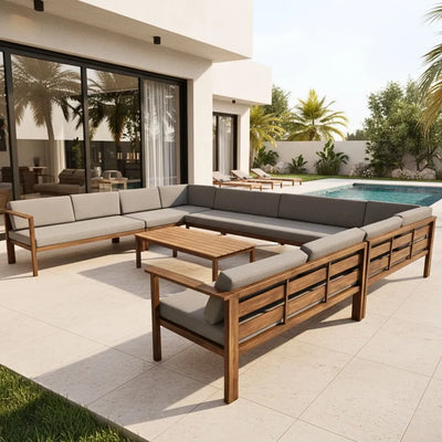 U Shape 12 Seater Outdoor Garden Sofa Set – Aluminum Frame, Weather-Resistant Fabric