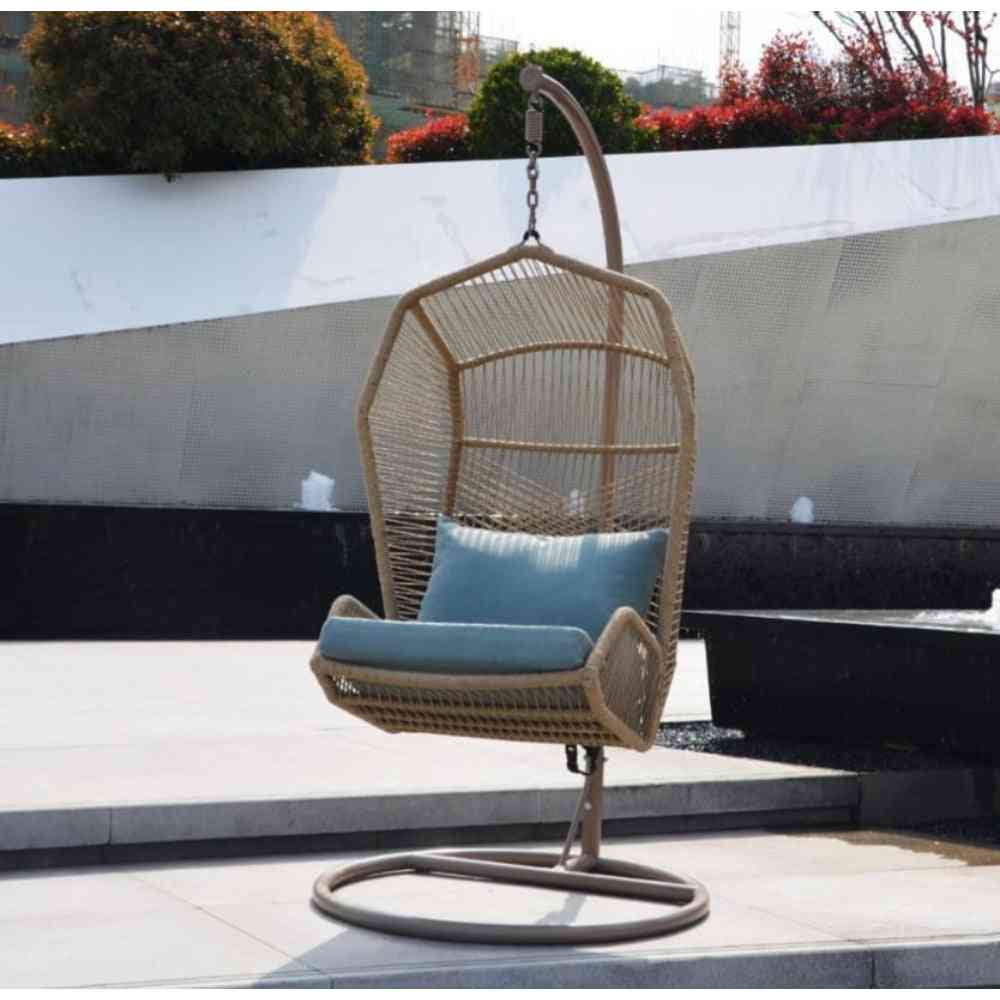 Modern outdoor garden swing chair by The Outdoor Furniture Market with a comfortable cushioned seat and sturdy frame.