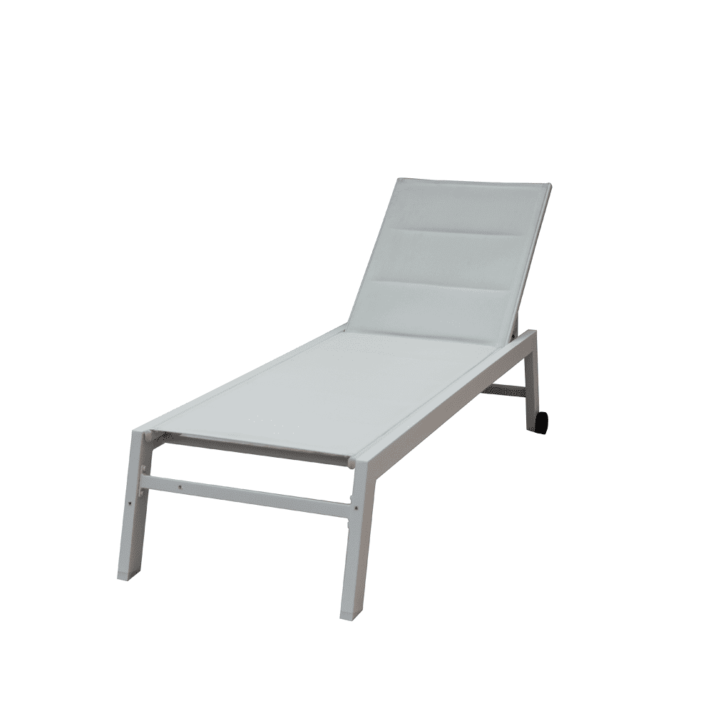 Luxury Aluminum Frame Sunbed with Polyester & Sponge - Durable Outdoor Lounger in White