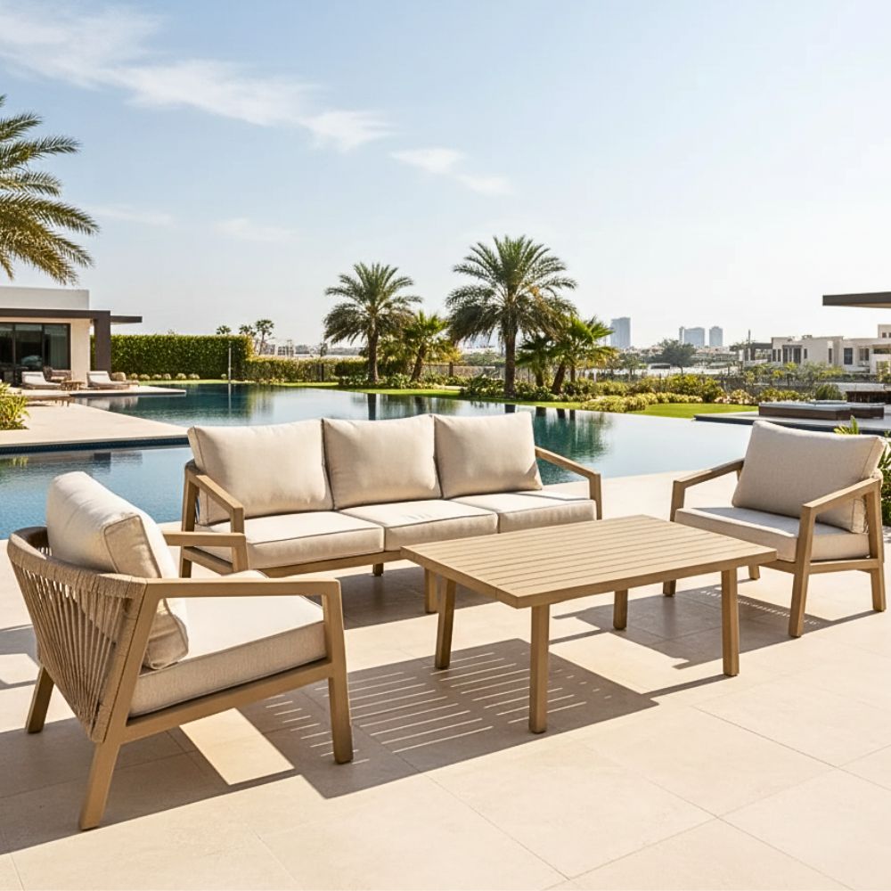 Casa Fiora Premium 5-Seater Outdoor Garden Sofa with Weather-Resistant Fabric, Comfy Cushions & Durable Aluminum Frame