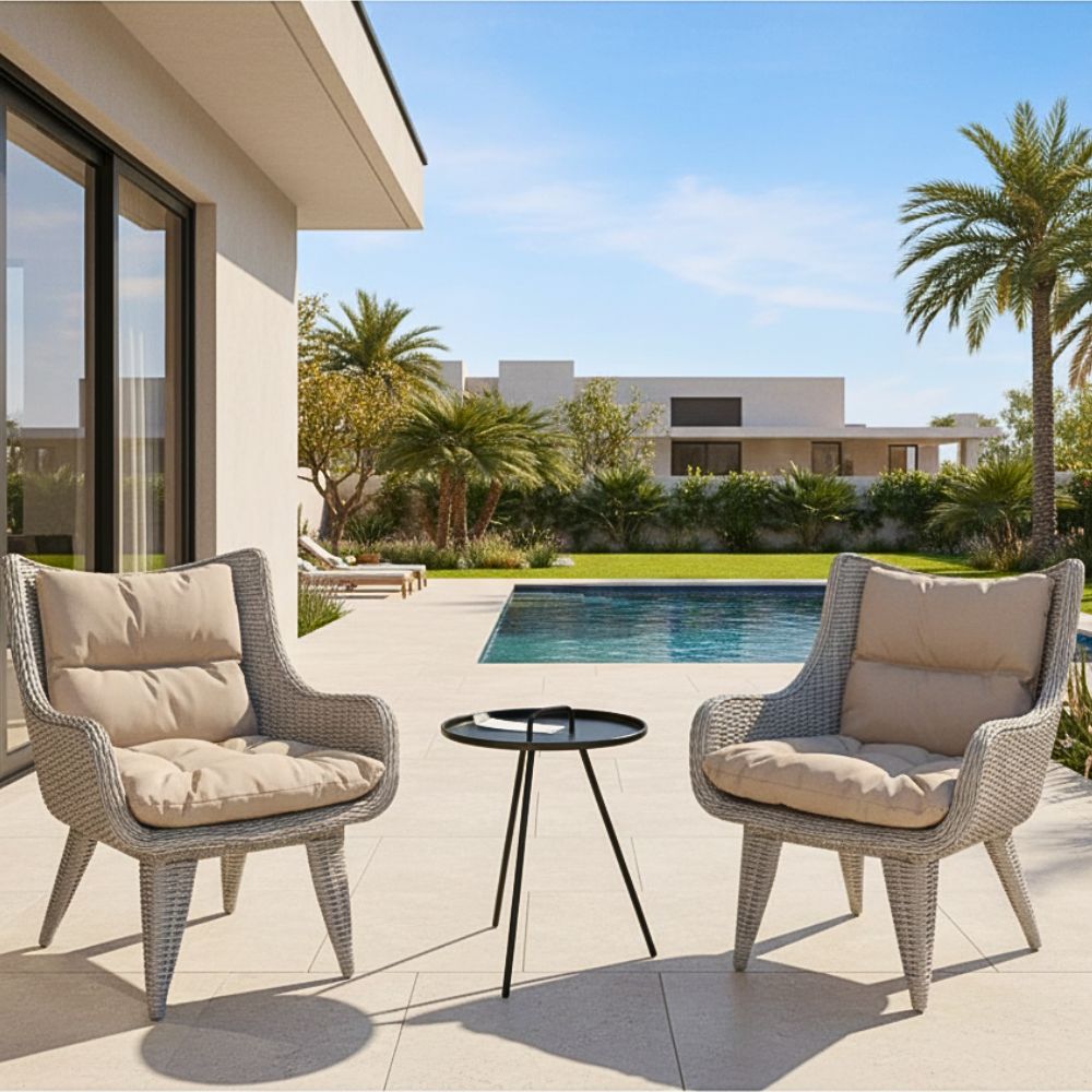 Casa Fiora Rattan 2 Seater Outdoor Coffee Set for Garden, Balcony
