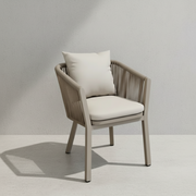 Casa Fiora Modern Patio Outdoor Aluminum And Rope Dining Chair with Cushions Grey