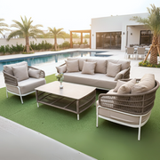 Casa Fiora Patio Lounge Sofa Set – 5-Seater with Comfy Cushions & Long-Lasting Aluminum Frame