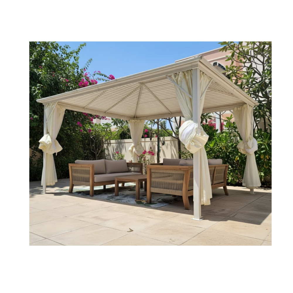 Rectangular Roof Shape Aluminum Gazebo(3x4m)-White