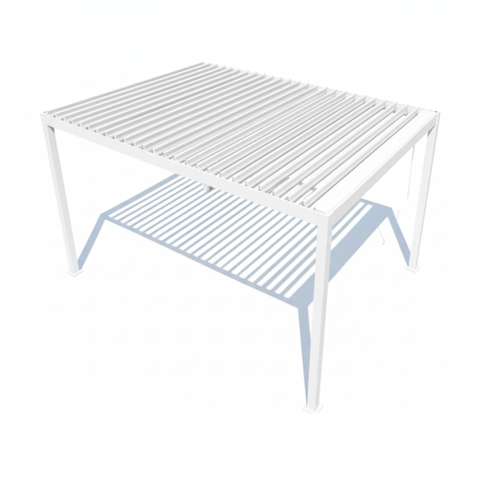 Modern Aluminum Louvered Pergola with Weather-Resistant Curtains-White