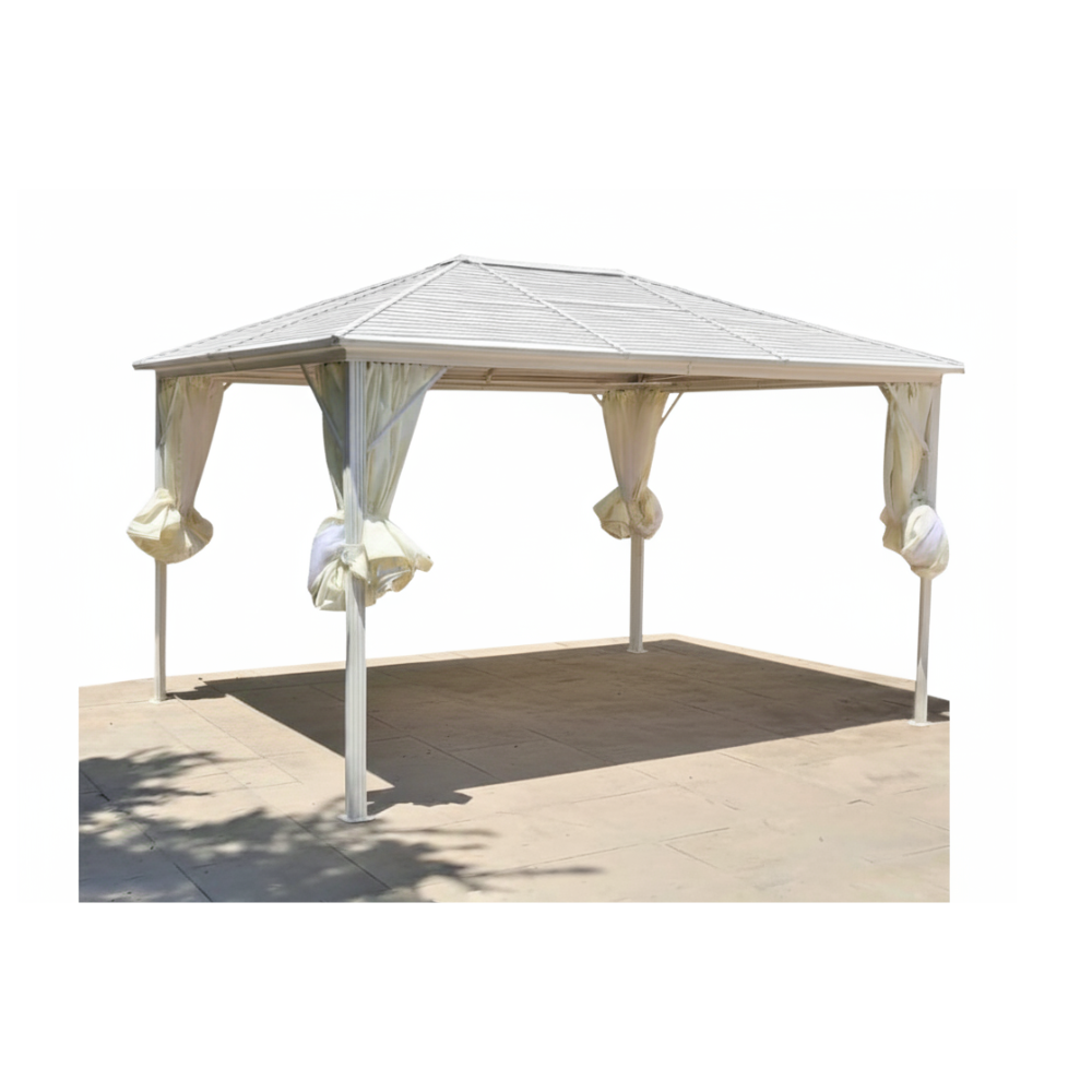 Rectangular Roof Shape Aluminum Gazebo(3x4m)-White
