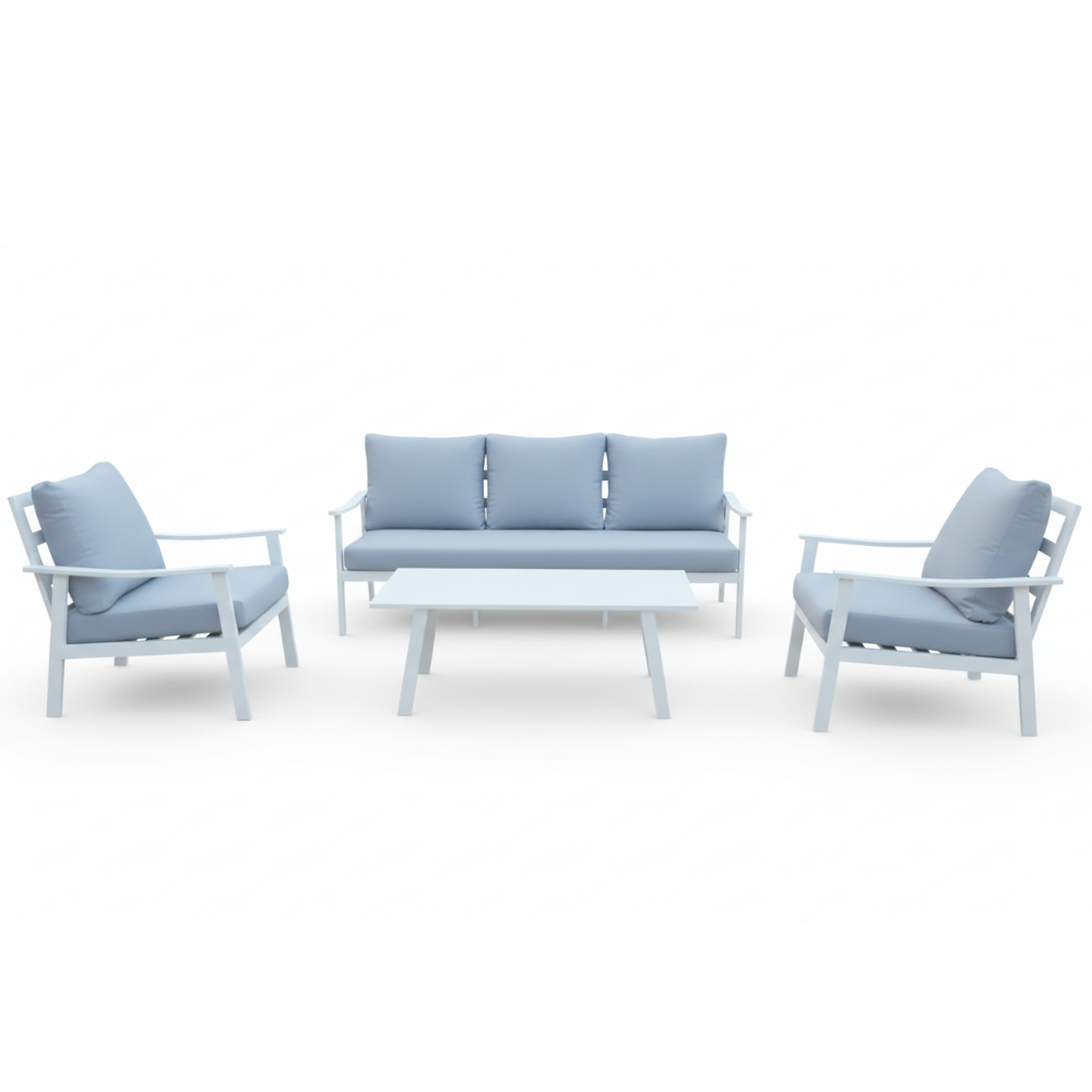Luxurious White Aluminum Outdoor Sofa Set