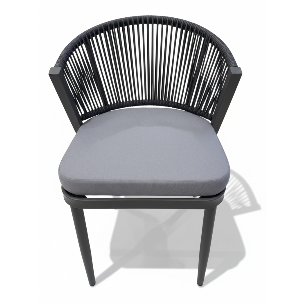 Modern Rope Outdoor Dining Chair – Aluminum Frame &amp; Weather-Resistant Cushion