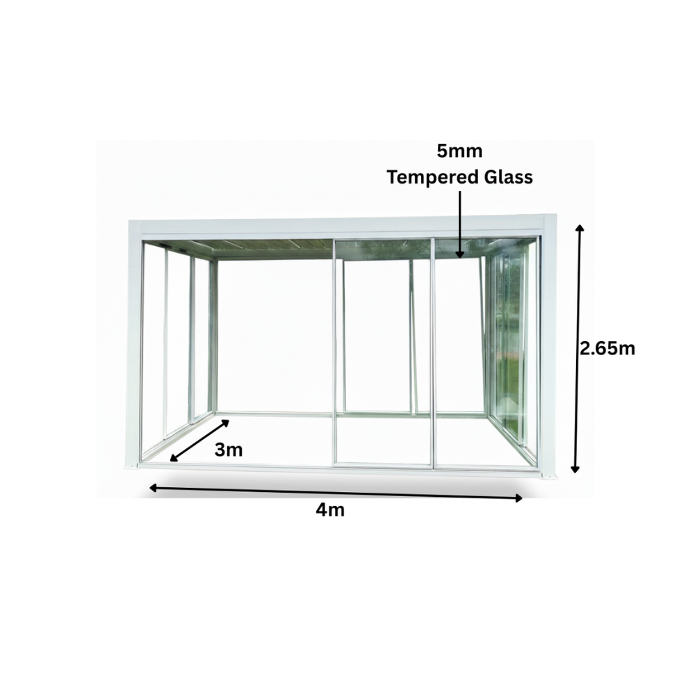 Pure Glass Pergola With Sliding Doors (3x4m)