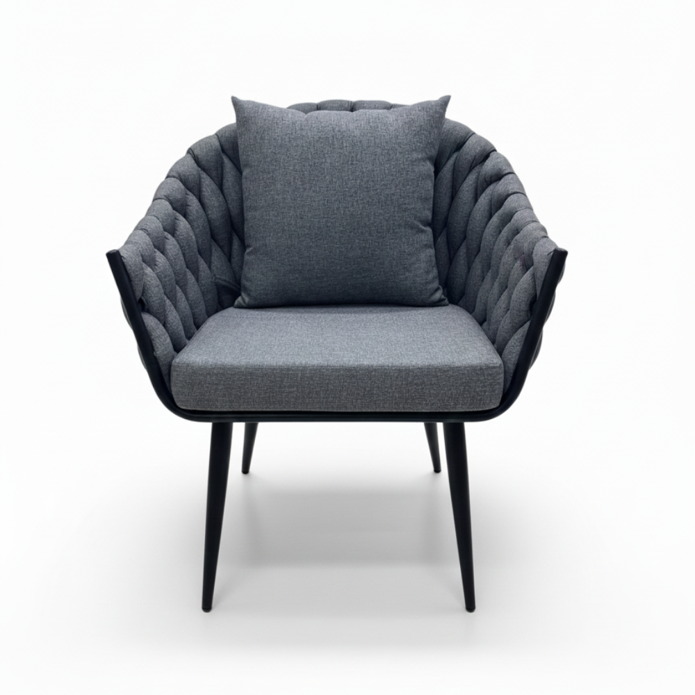 Modern Grey Braided Armchair