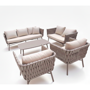 7-Seater Aura Outdoor Sofa Set with Table | 3+2+1+1 Seating