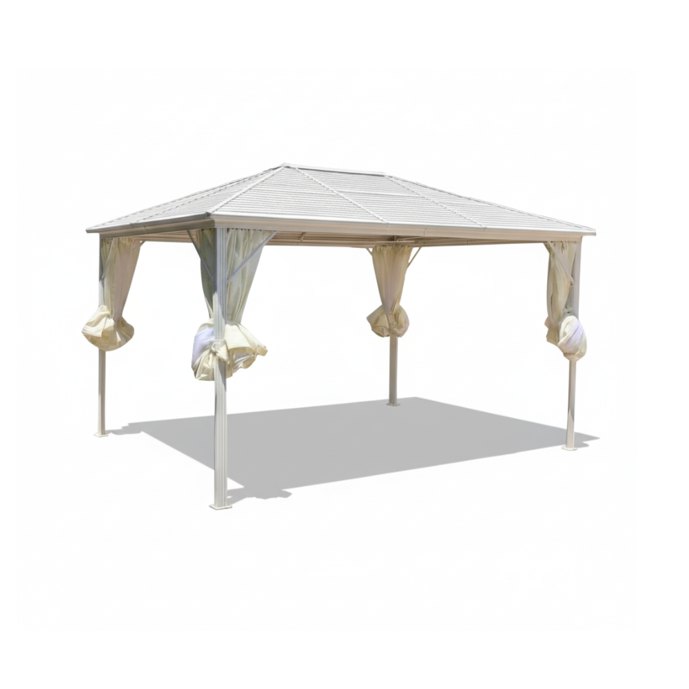 Rectangular Roof Shape Aluminum Gazebo(3x4m)-White