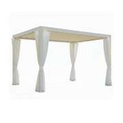 Modern Aluminum Louvered Pergola with Weather-Resistant Curtains-White