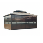 Outdoor Double Roof Gazebo with Thermal Polycarbonate Sliding Door