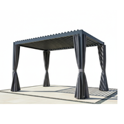 Modern Aluminum Louvered Pergola with Weather-Resistant Curtains