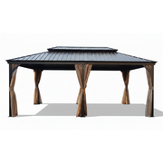 CasaFiora aluminum gazebo measuring 6x3.65m set up outdoors, showcasing its sturdy frame and elegant design.