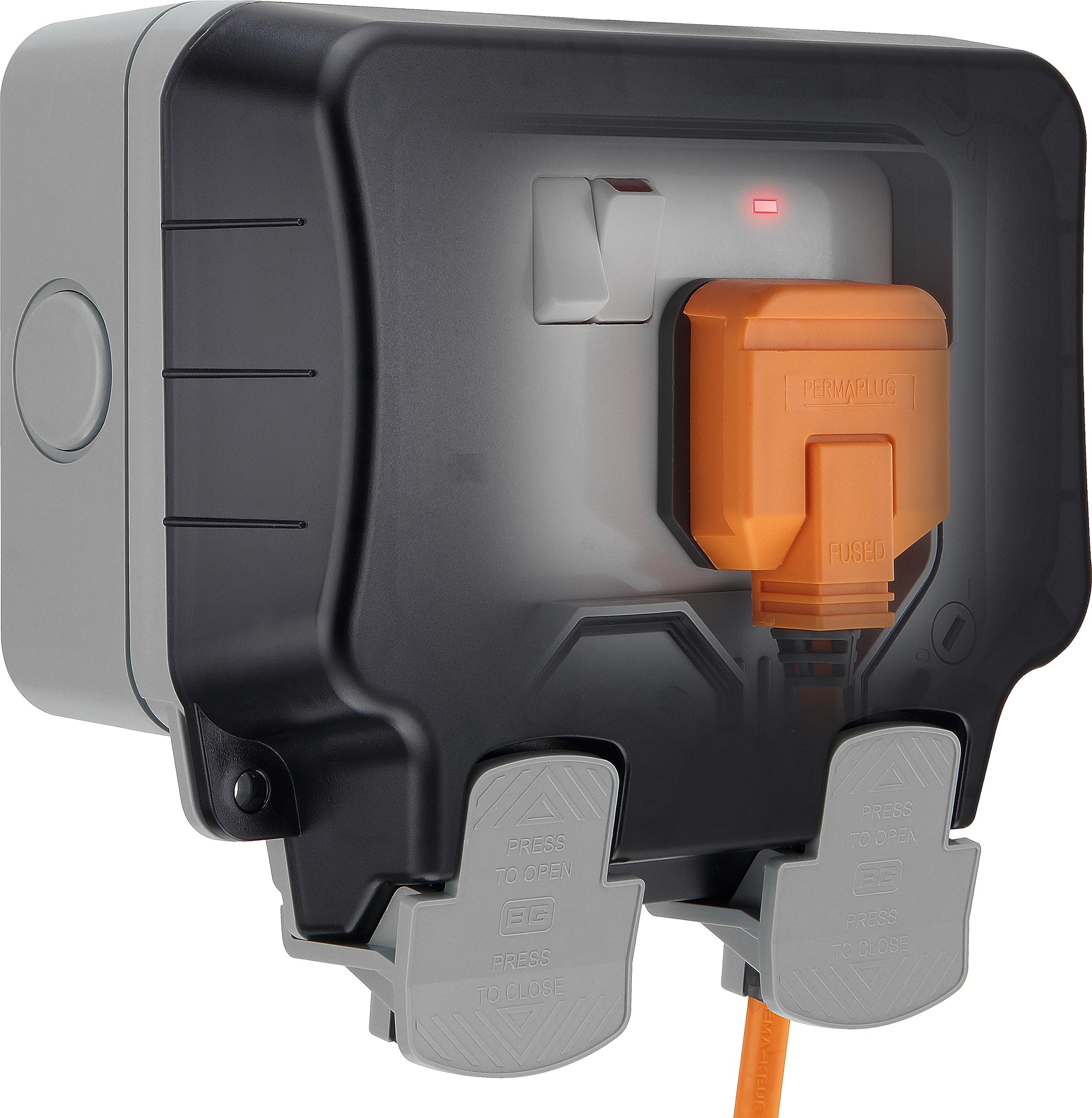 Weatherproof Outdoor Double Socket - IP66 Rated Grey - The Outdoor Furniture Market 